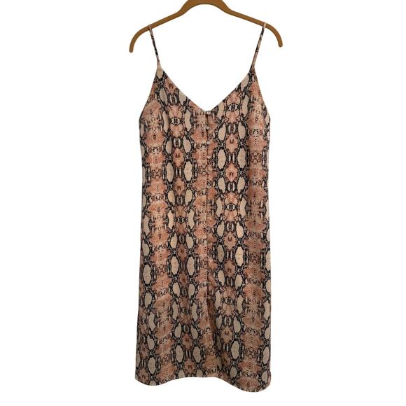 One Clothing Women's S Sexy Boho Pastel Pink Snakeskin Pearl Button Slip Dress - Picture 1 of 9
